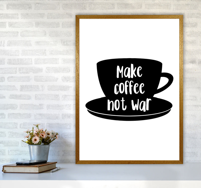 Make Coffee Not War Modern Print, Framed Kitchen Wall Art A1 Print Only