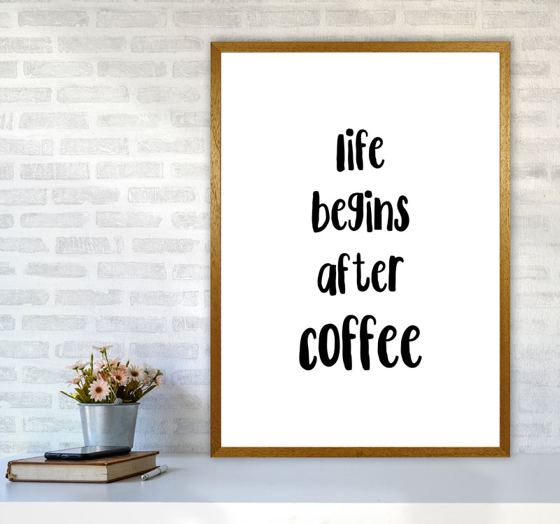 Life Begins After Coffee Modern Print, Framed Kitchen Wall Art A1 Print Only