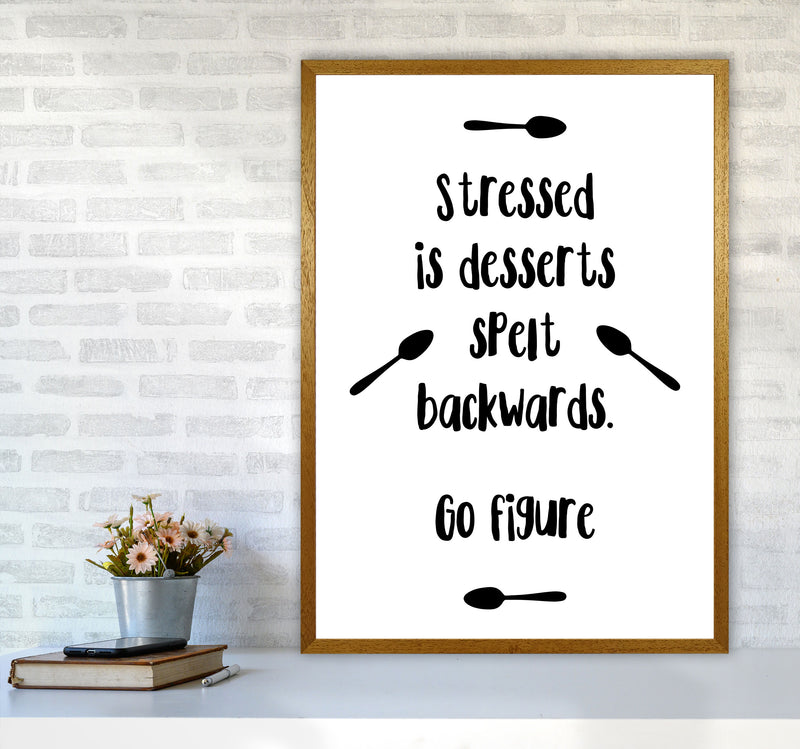 Stressed Is Desserts Spelled Backwards Modern Print, Framed Kitchen Wall Art A1 Print Only