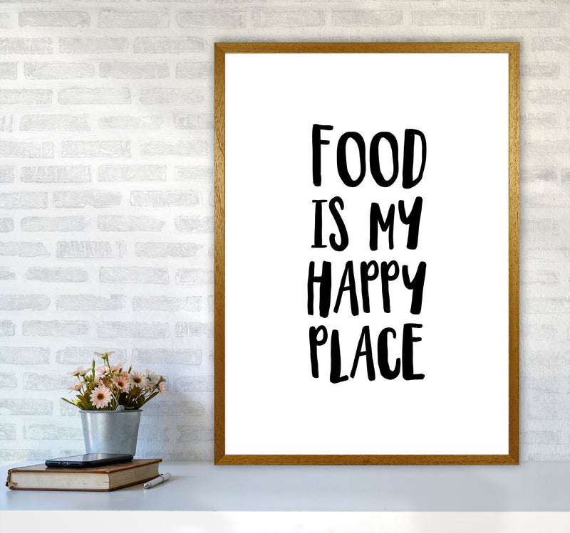 Food Is My Happy Place Framed Typography Wall Art Print A1 Print Only