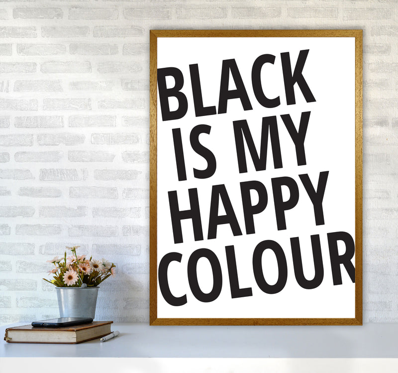 Black Is My Happy Colour Framed Typography Wall Art Print A1 Print Only