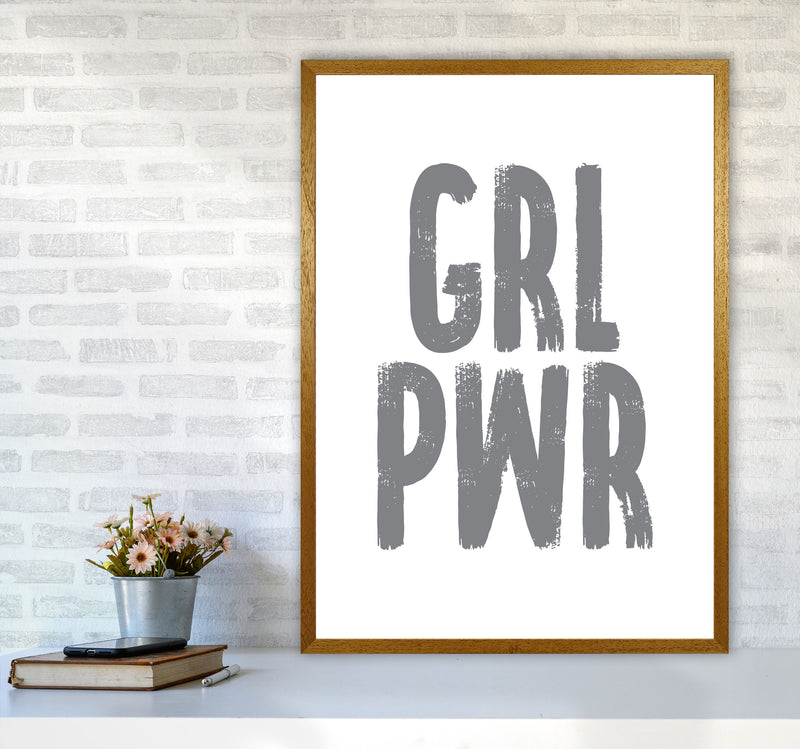 Girl Power Grey Framed Typography Wall Art Print A1 Print Only