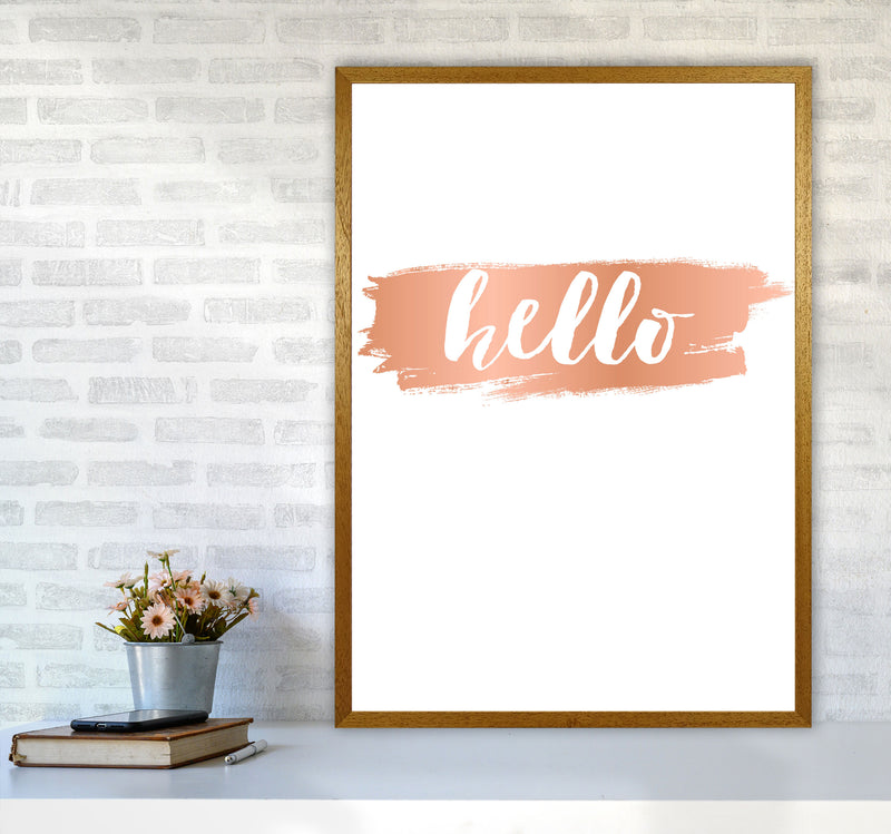 Hello Rose Gold Framed Typography Wall Art Print A1 Print Only