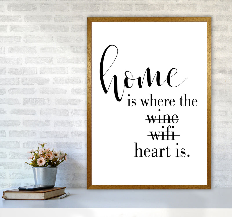 Home Is Where The Heart Is Framed Typography Wall Art Print A1 Print Only