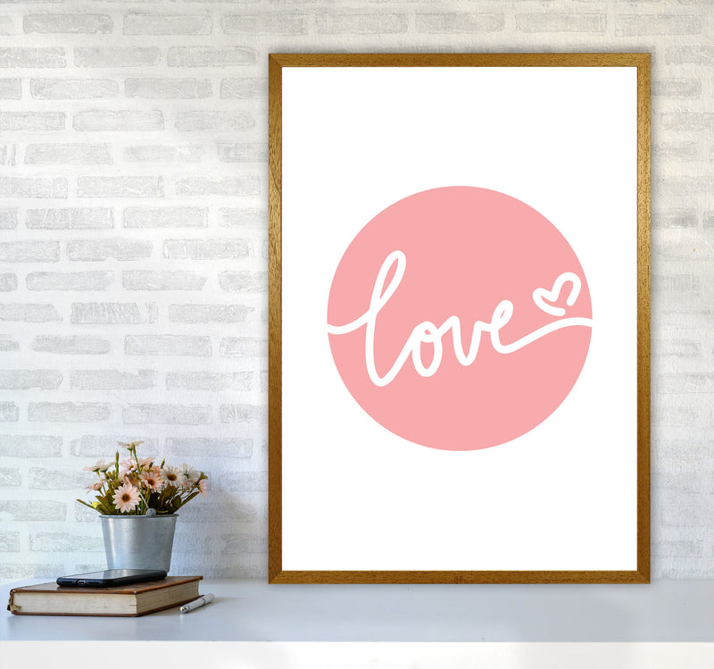 Love Pink Circle Framed Typography Wall Art Print A1 Print Only