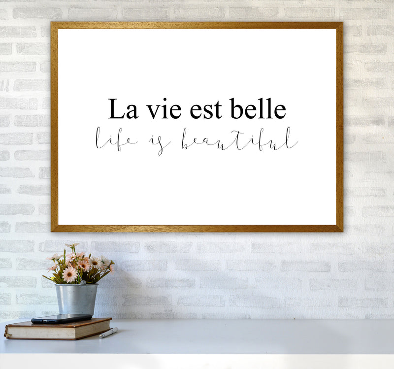La Vie Est Belle Framed Typography Wall Art Print A1 Print Only