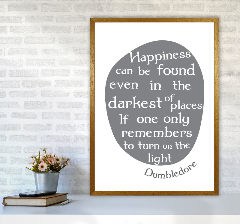 Happiness, Dumbledore Quote Framed Typography Wall Art Print A1 Print Only