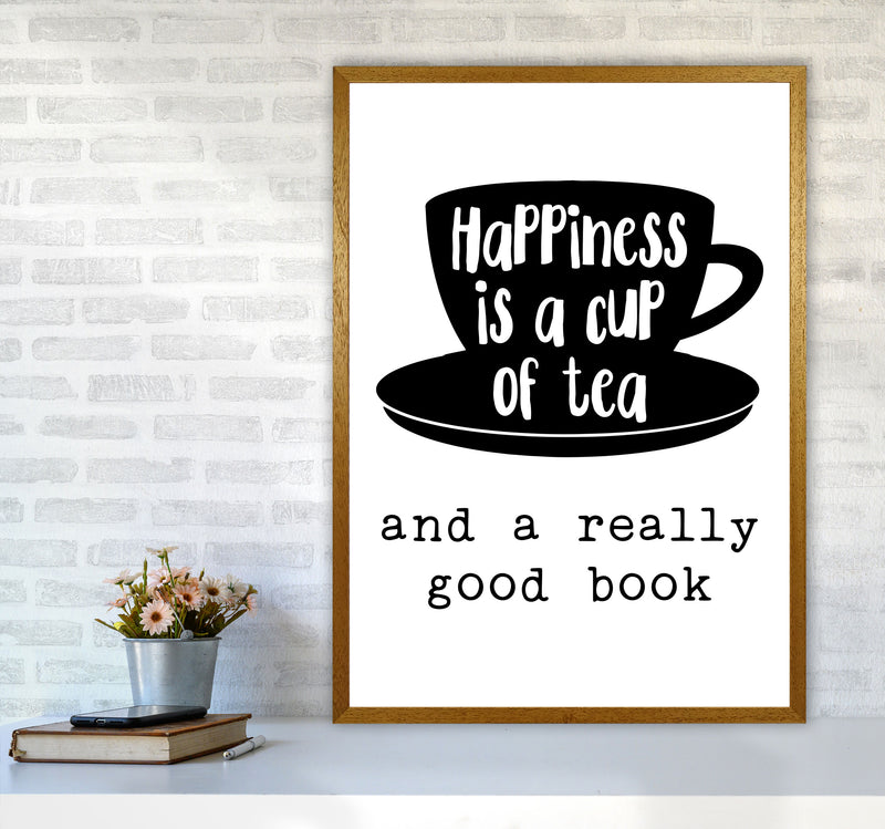 Happiness Is A Cup Of Tea Modern Print, Framed Kitchen Wall Art A1 Print Only