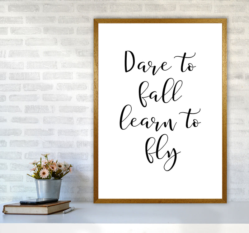 Dare To Fall Dream To Fly Framed Typography Wall Art Print A1 Print Only