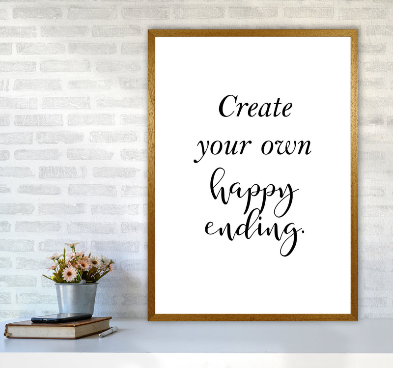Create Your Own Happy Ending Framed Typography Wall Art Print A1 Print Only