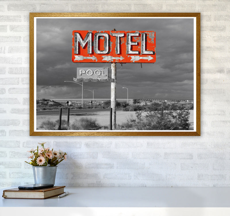 Red Motel Sign Modern Print A1 Print Only