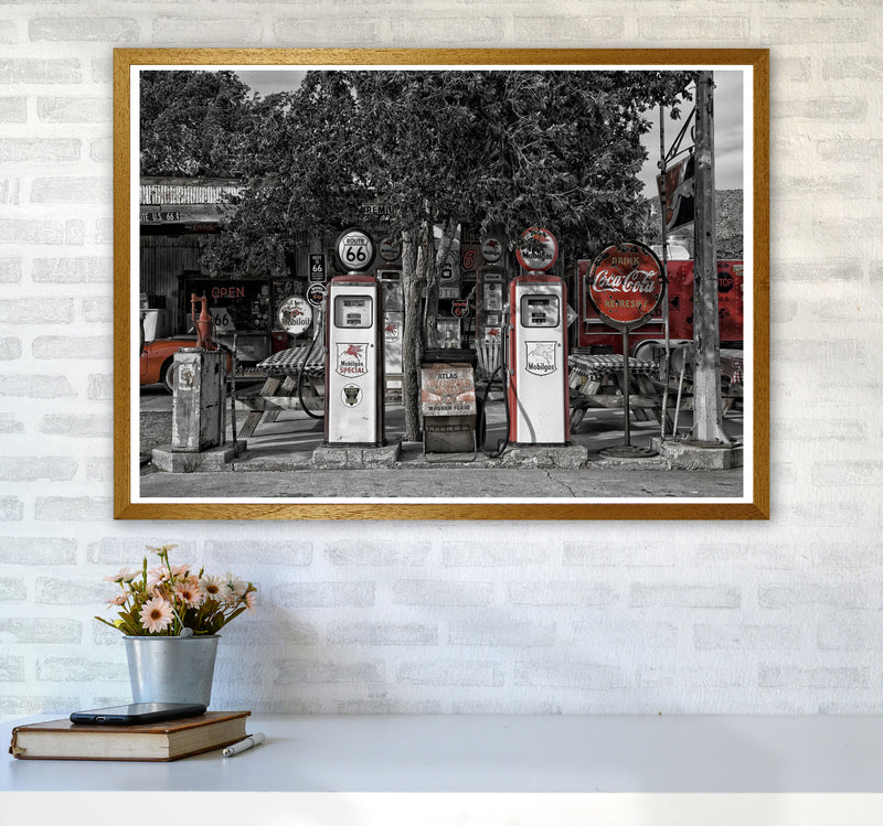 Retro Black And Red Gas Pumps Modern Print A1 Print Only