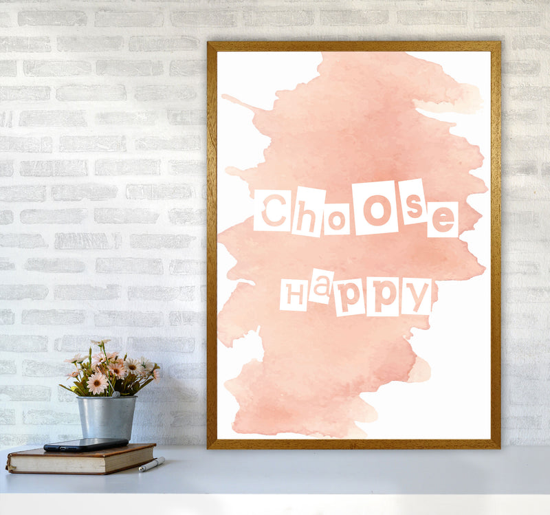 Choose Happy Peach Watercolour Modern Print A1 Print Only