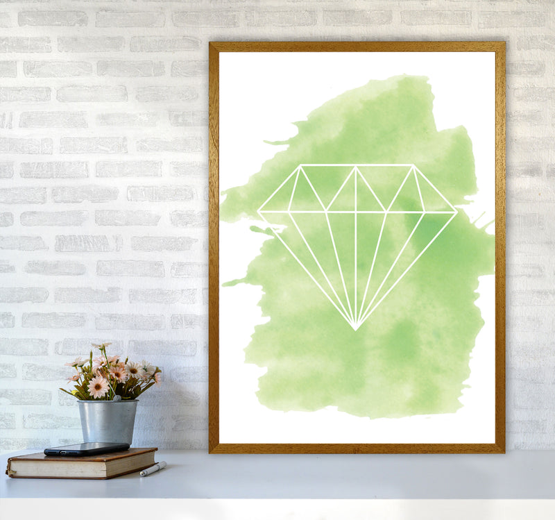 Geo Diamond Green Watercolour Modern Print A1 Print Only