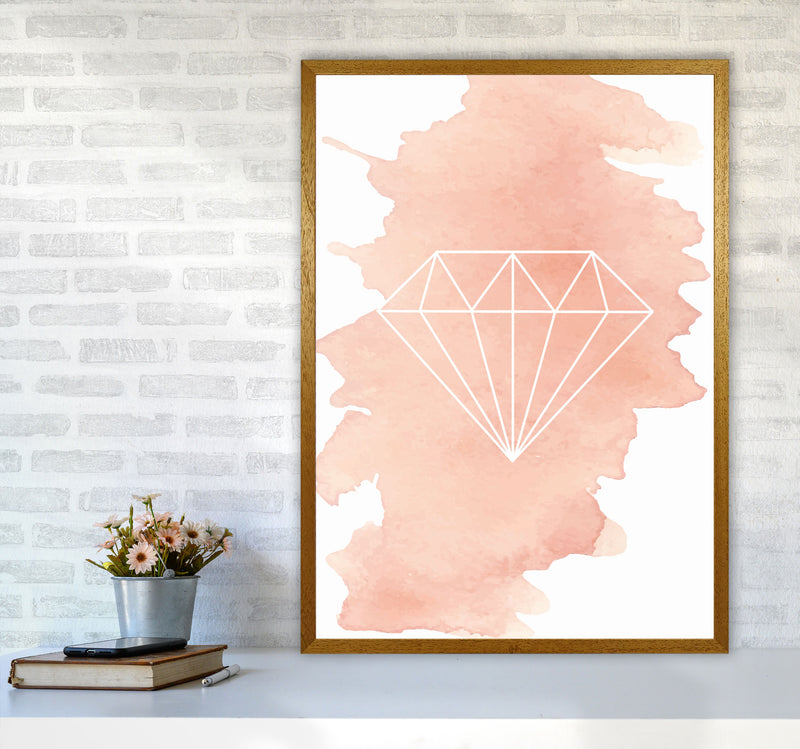 Geo Diamond Peach Watercolour Modern Print A1 Print Only