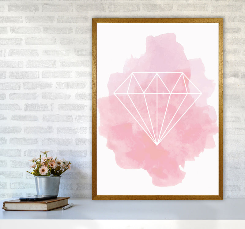 Geo Diamond Pink Watercolour Modern Print A1 Print Only
