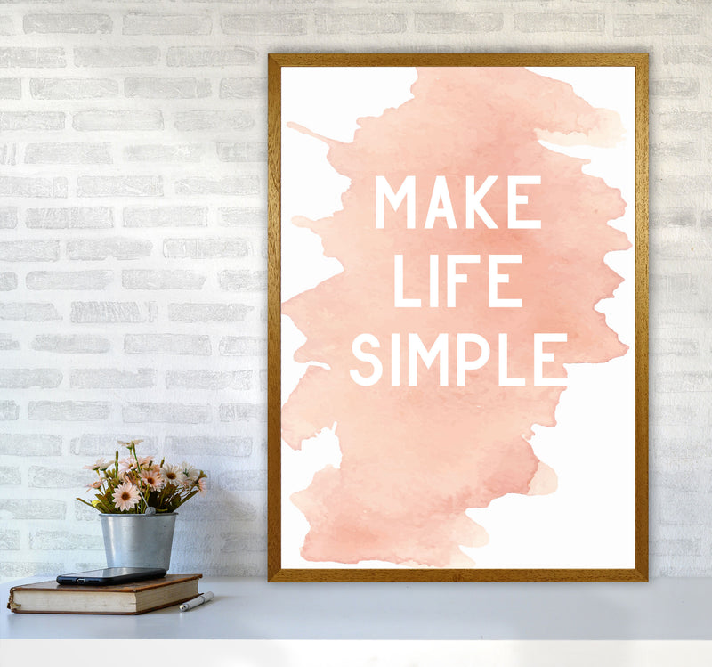 Make Life Simple Peach Watercolour Modern Print A1 Print Only