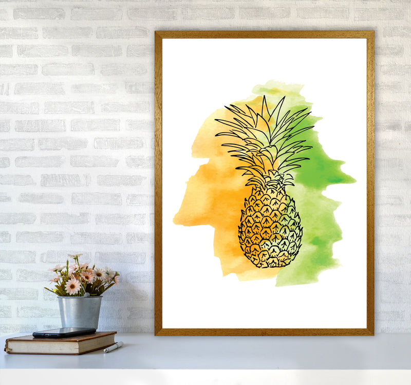 Orange And Green Pineapple Watercolour Modern Print A1 Print Only