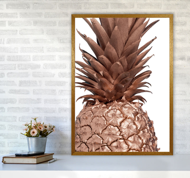 Rose Gold Pineapple Modern Print, Framed Kitchen Wall Art A1 Print Only
