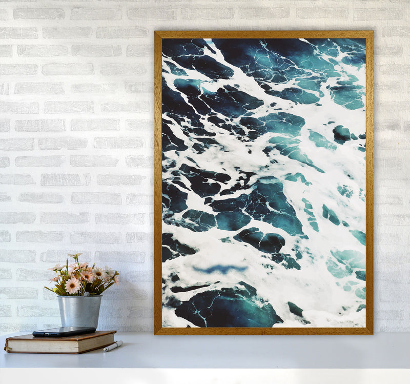 Blue White Water Modern Print, Framed Botanical & Nature Art Print A1 Print Only
