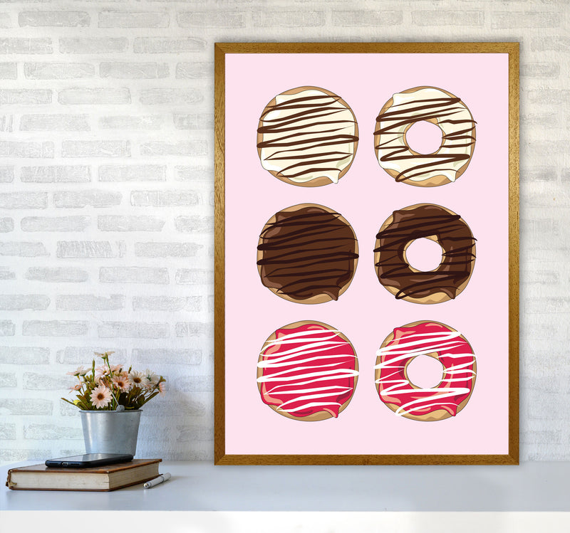 Donuts Pink Modern Print, Framed Kitchen Wall Art A1 Print Only