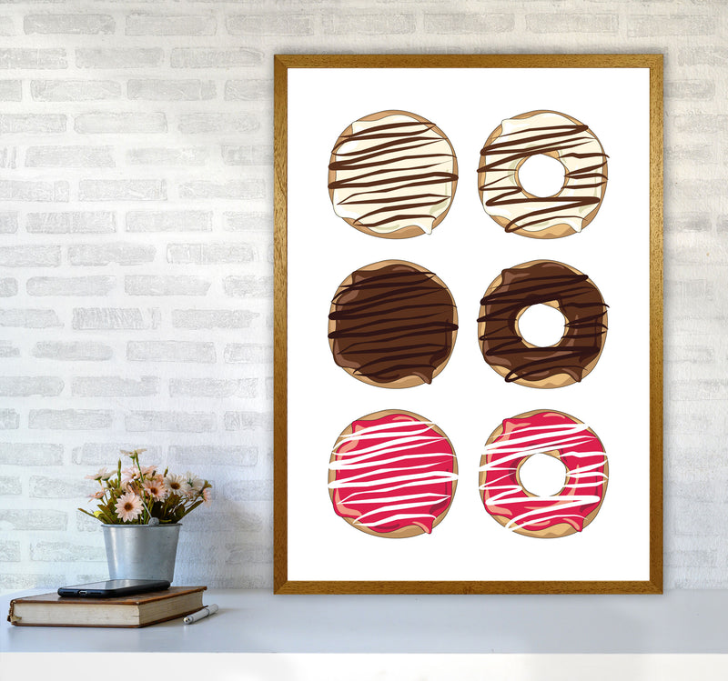Donuts White Modern Print, Framed Kitchen Wall Art A1 Print Only