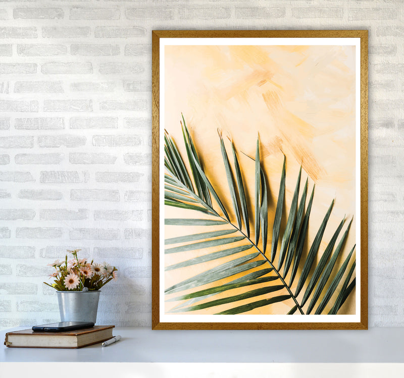 Palm Leaf Yellow Modern Print, Framed Botanical & Nature Art Print A1 Print Only