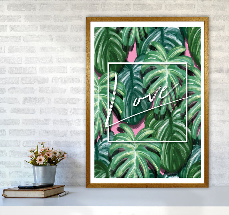 Love Green Leaves Modern Print, Framed Botanical & Nature Art Print A1 Print Only