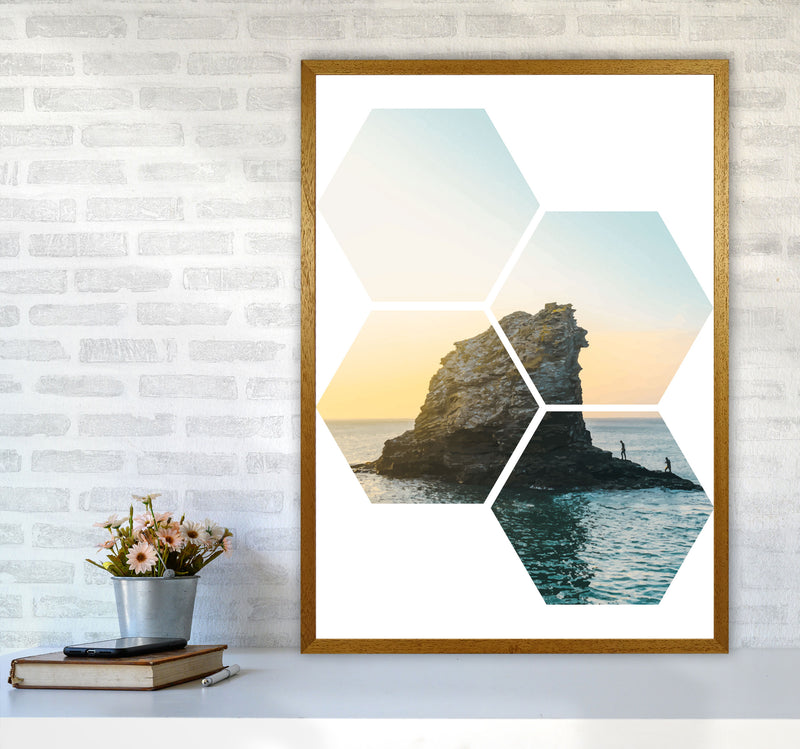 Abstract Hex Island And Sea Modern Print A1 Print Only