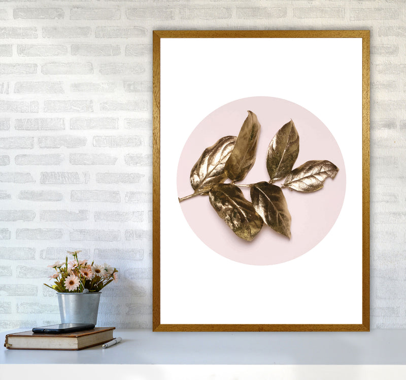 Pink And Gold Leaf Modern Print, Framed Botanical & Nature Art Print A1 Print Only