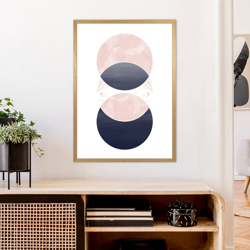 Navy And Marble Pink 1 Art Print by Pixy Paper A1 Print Only