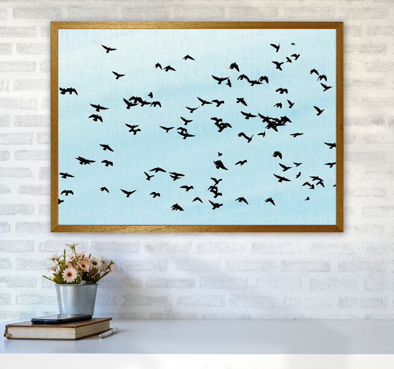 Flock Of Birds Landscape Blue Sky Art Print by Pixy Paper A1 Print Only