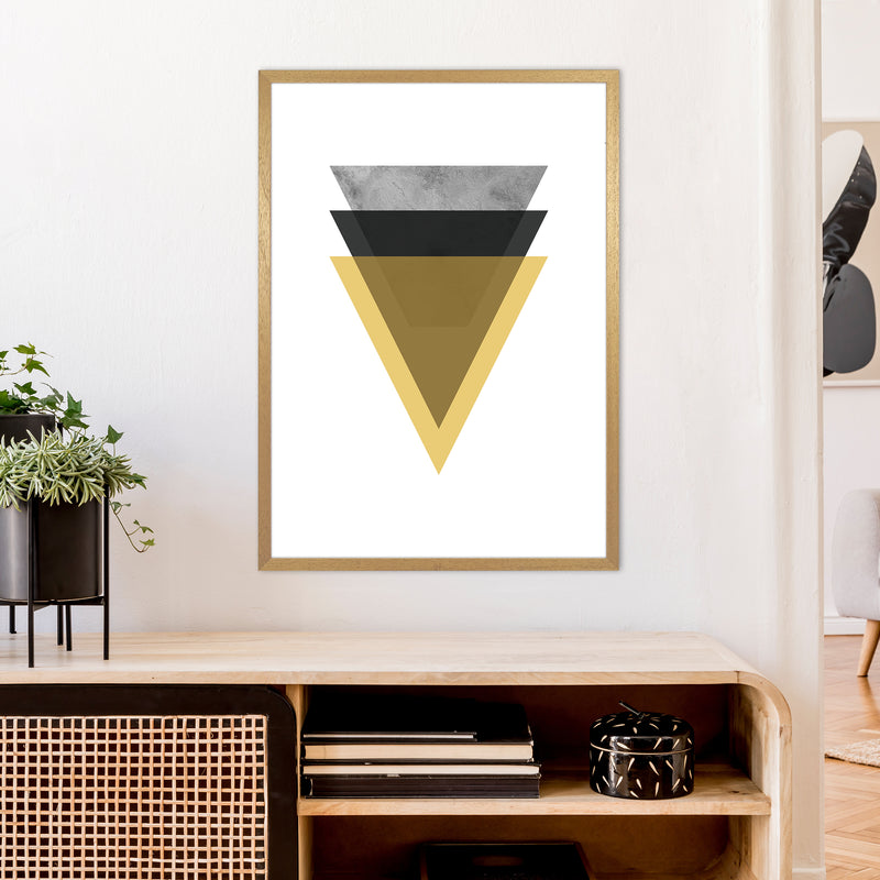 Geometric Mustard And Black Triangles  Art Print by Pixy Paper A1 Print Only