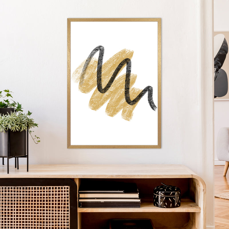 Dalia Chalk Gold And Black Scribbles  Art Print by Pixy Paper A1 Print Only