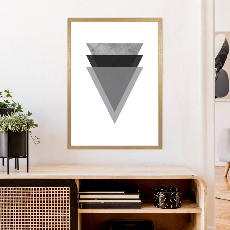 Geometric Grey And Black Triangles  Art Print by Pixy Paper A1 Print Only