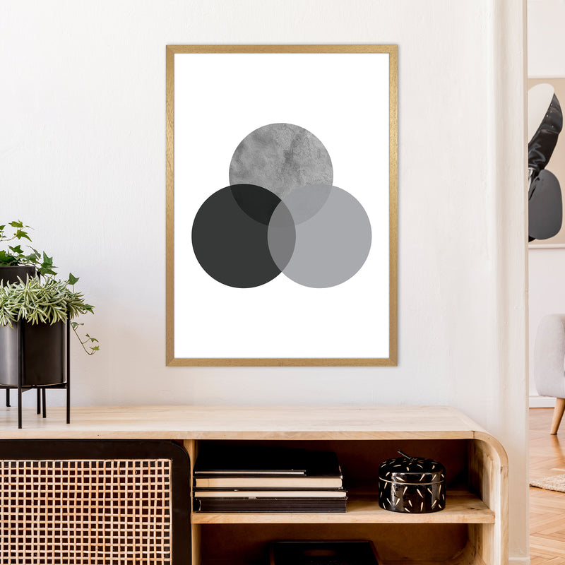 Geometric Grey And Black Circles  Art Print by Pixy Paper A1 Print Only