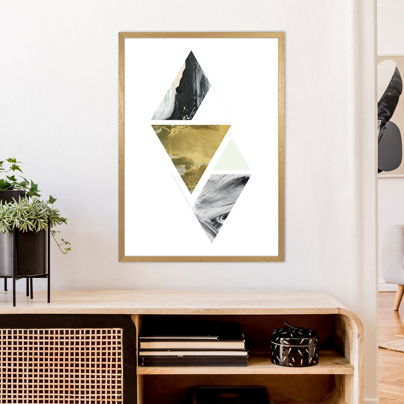 Green Marble Triangles Abstract  Art Print by Pixy Paper A1 Print Only