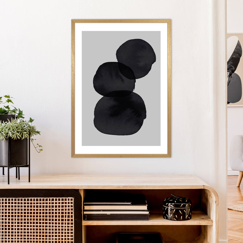 Grey And Black Stacked Circles Art Print by Pixy Paper A1 Print Only