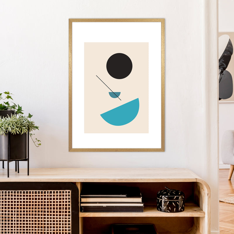 Mita Teal Abstract Shapes N2  Art Print by Pixy Paper A1 Print Only