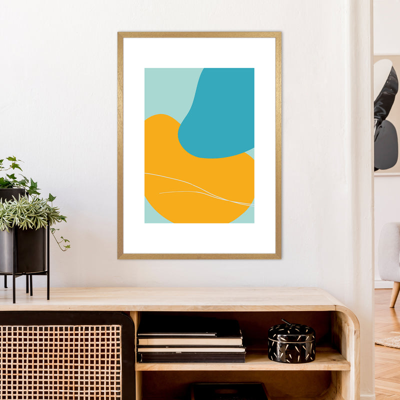 Mita Teal Bold Abstract N20  Art Print by Pixy Paper A1 Print Only
