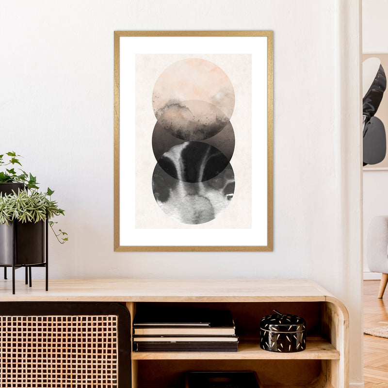Nude And Pearl Three Circles  Art Print by Pixy Paper A1 Print Only