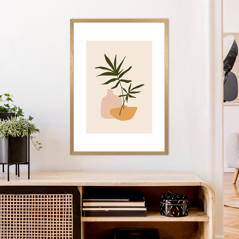Mica Plant Pots Beige N1  Art Print by Pixy Paper A1 Print Only