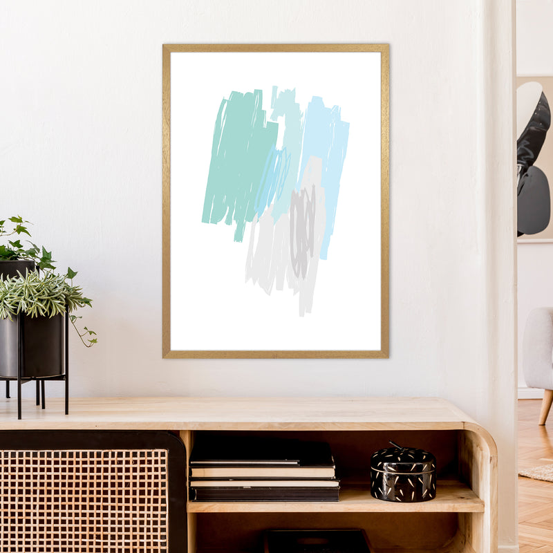 Mint Scribbles Drawings  Art Print by Pixy Paper A1 Print Only