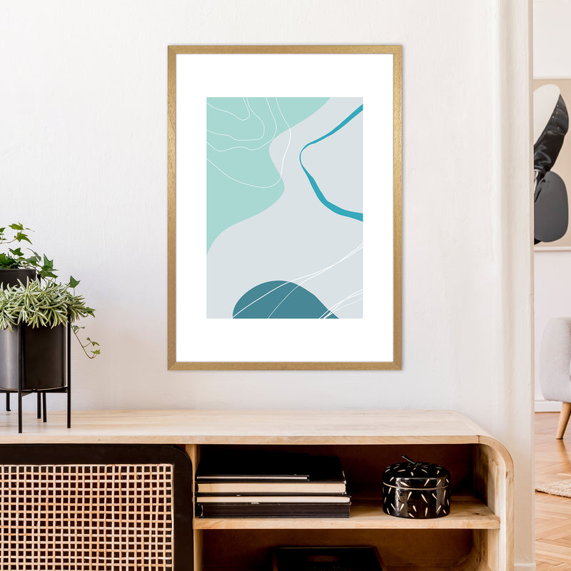 Mita Teal Abstract N17  Art Print by Pixy Paper A1 Print Only