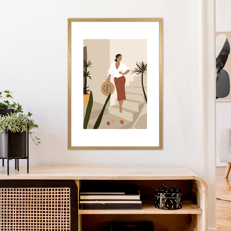 Mica Girl On Stairs N8  Art Print by Pixy Paper A1 Print Only