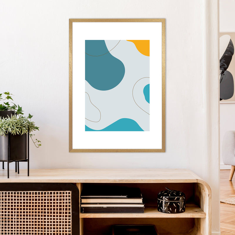 Mita Teal Abstract N16  Art Print by Pixy Paper A1 Print Only