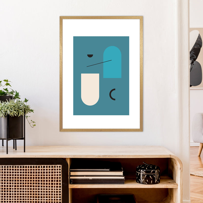 Mita Teal Abstract N4  Art Print by Pixy Paper A1 Print Only