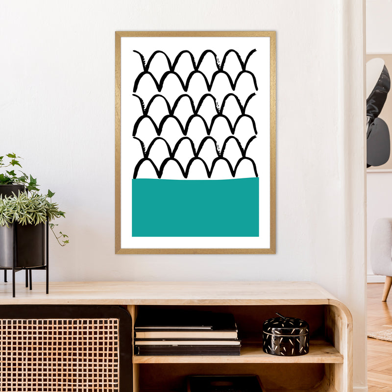 Teal Fishscales Neon Funk  Art Print by Pixy Paper A1 Print Only