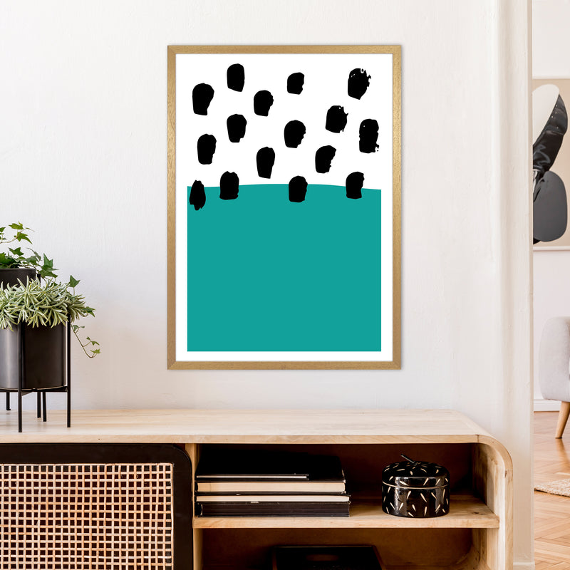 Teal Polka Neon Funk  Art Print by Pixy Paper A1 Print Only