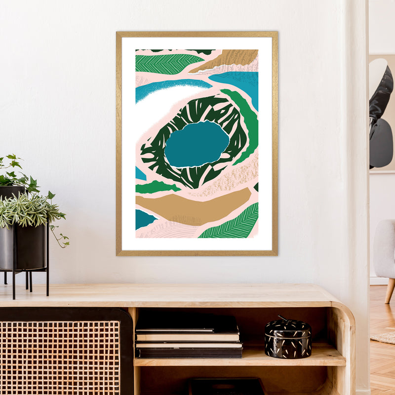 Blue Lake Jungle Abstract  Art Print by Pixy Paper A1 Print Only